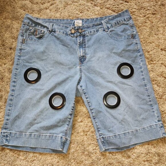22W Plus Women's Denim Shorts w/ Cut Outs by Just my Size One of a Kind Custom - Picture 3 of 6